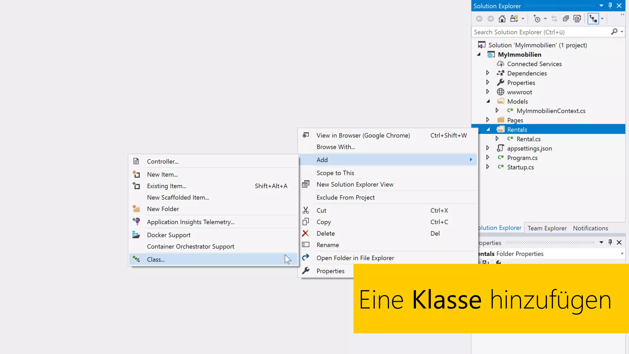Eine Klasse hinzufügen
 
