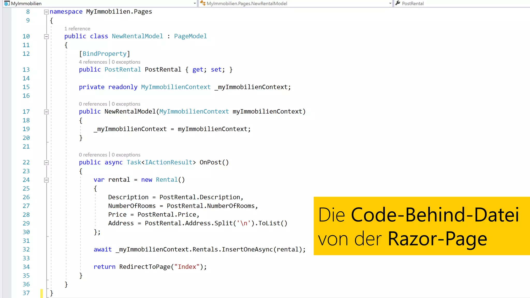 Die Code-Behind-Datei
von der Razor-Page
 