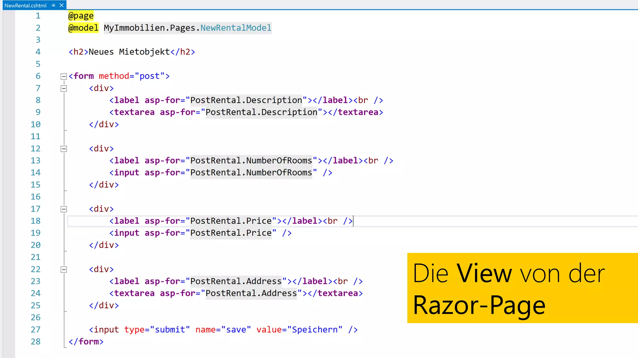 Die View von der
Razor-Page
 