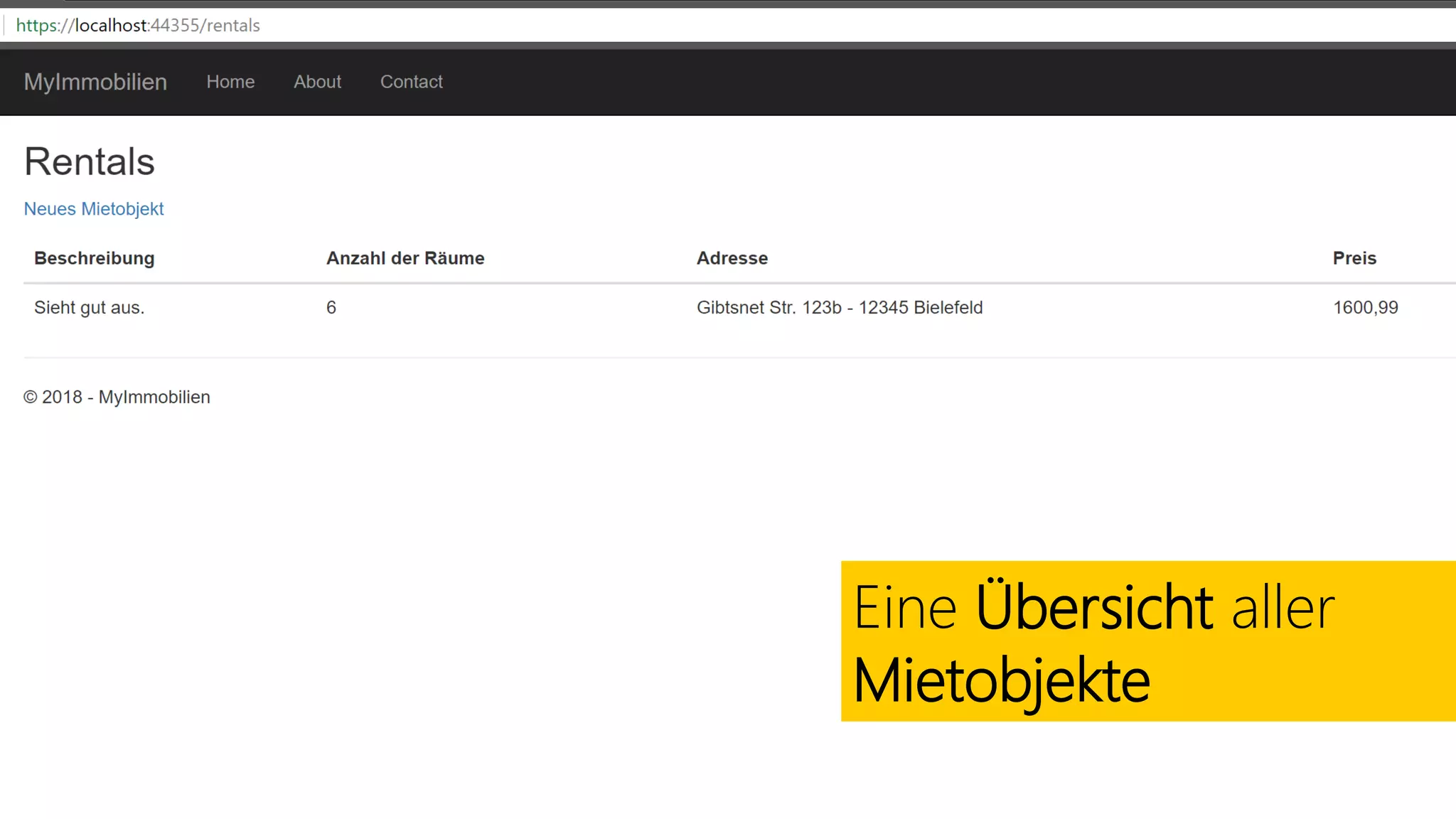 Eine Übersicht aller
Mietobjekte
 