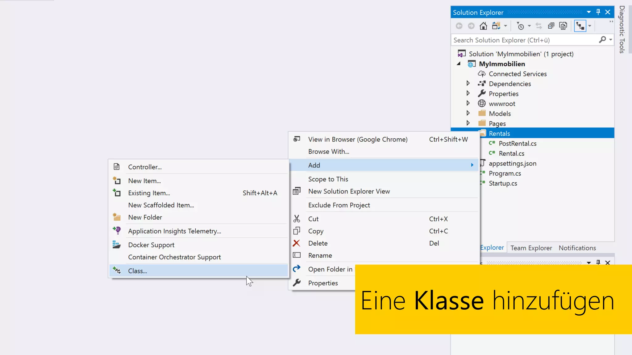 Eine Klasse hinzufügen
 
