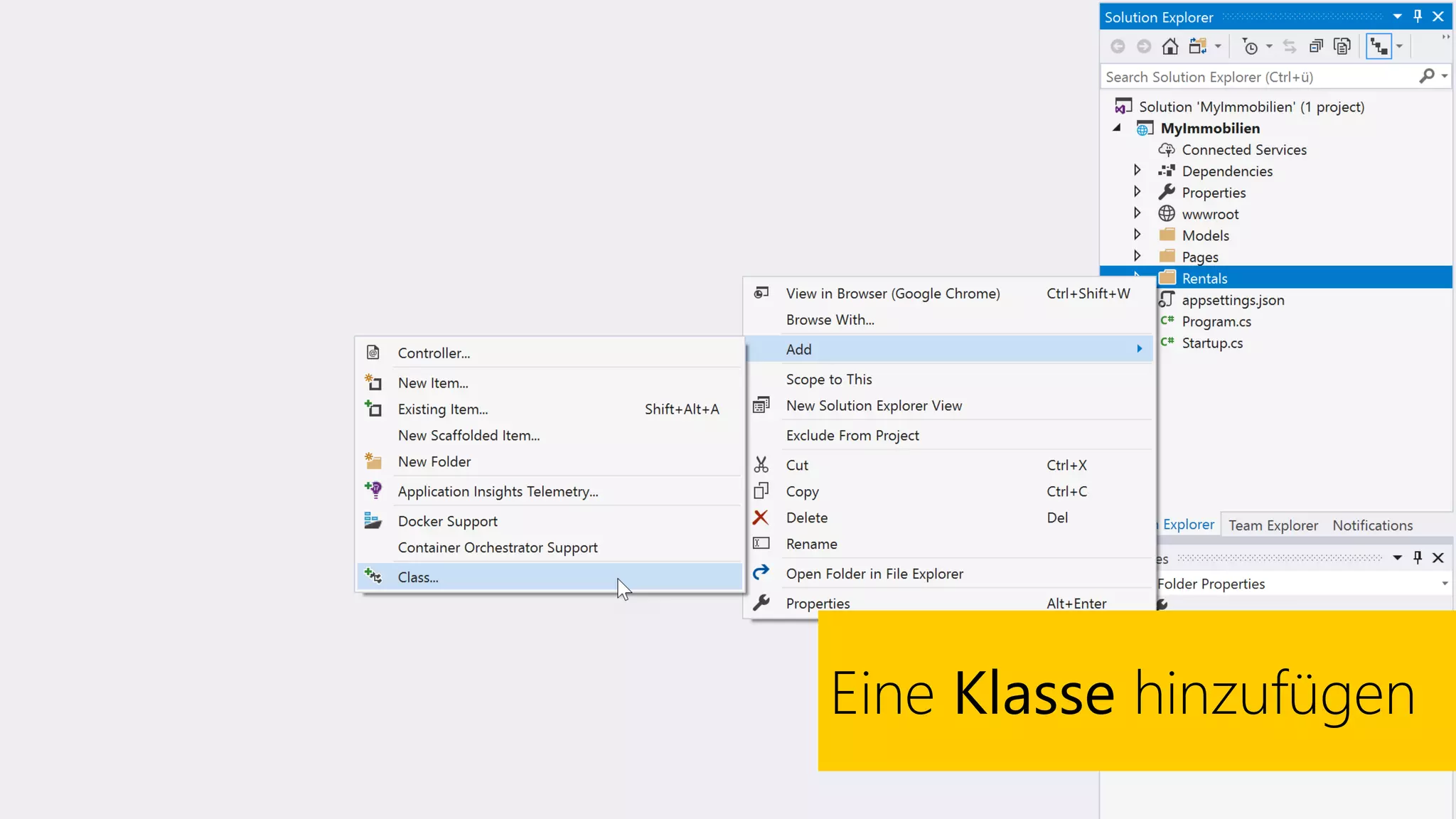 Eine Klasse hinzufügen
 