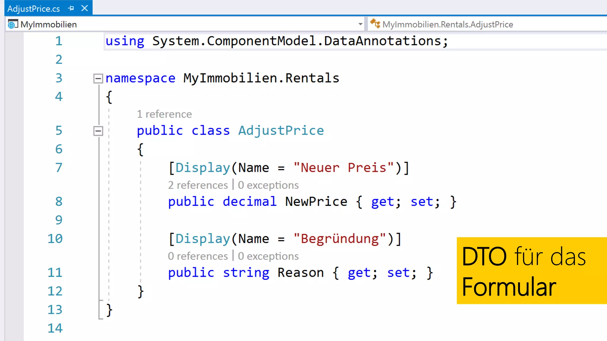 DTO für das
Formular
 