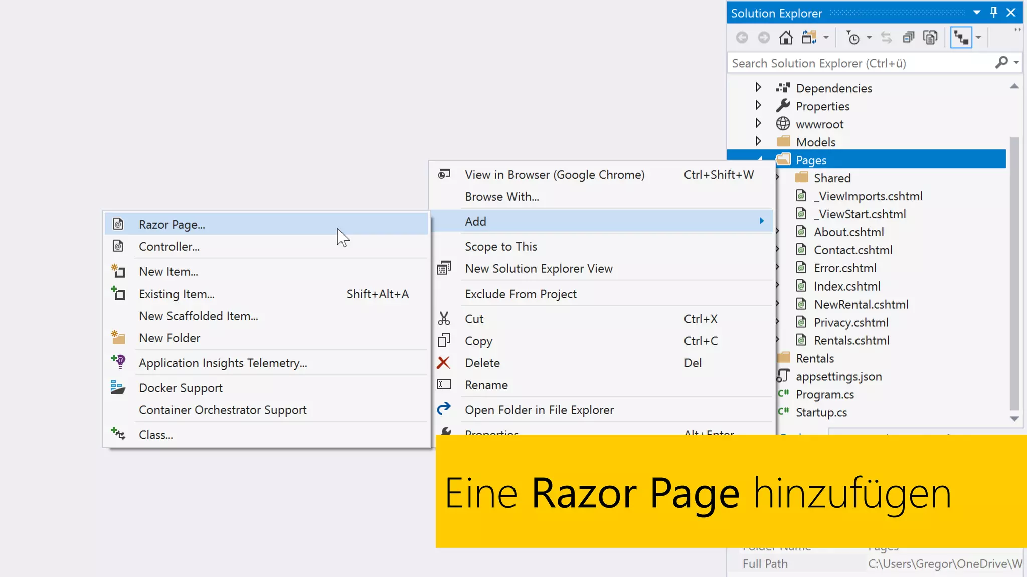 Eine Razor Page hinzufügen
 