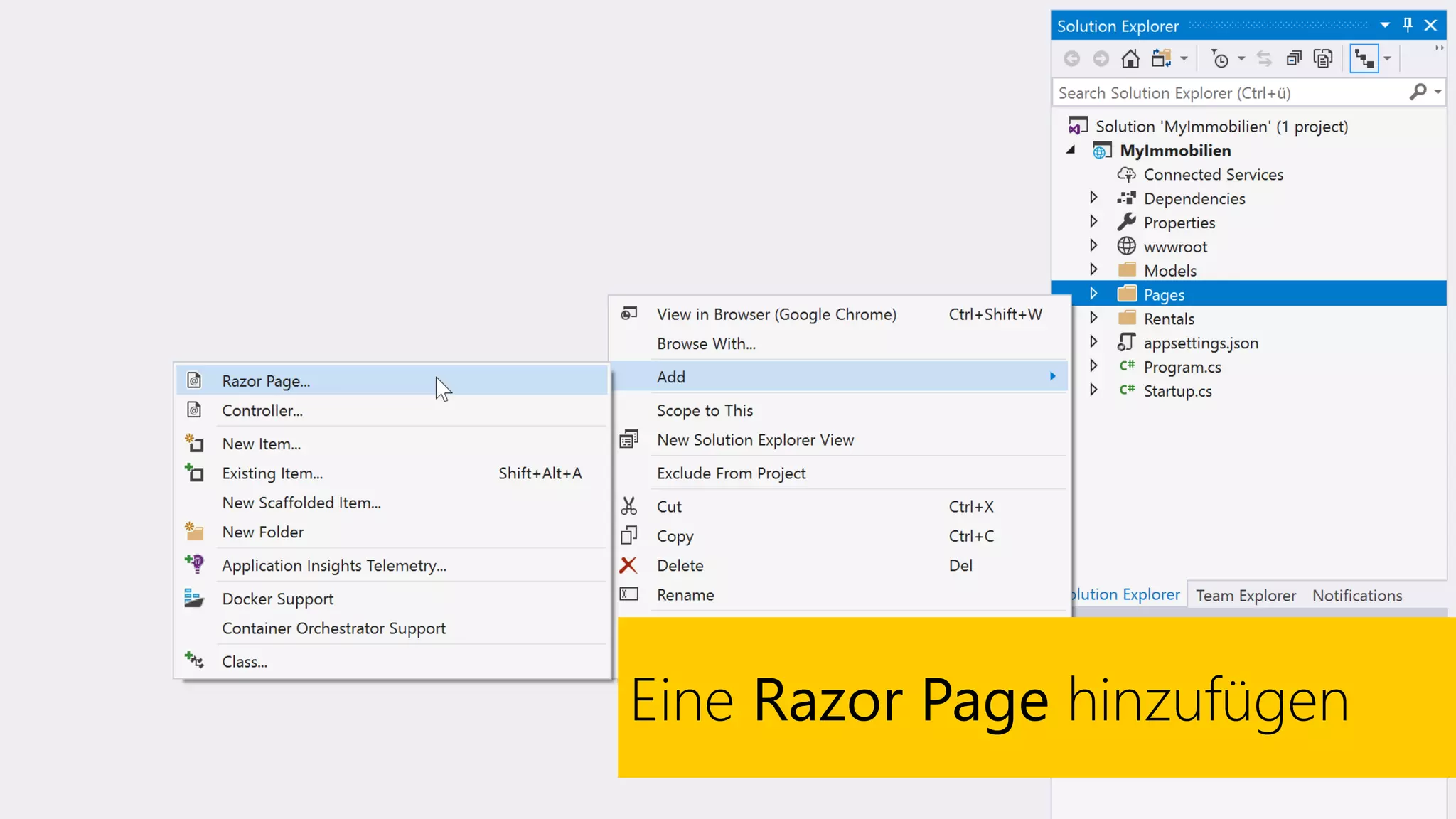 Eine Razor Page hinzufügen
 