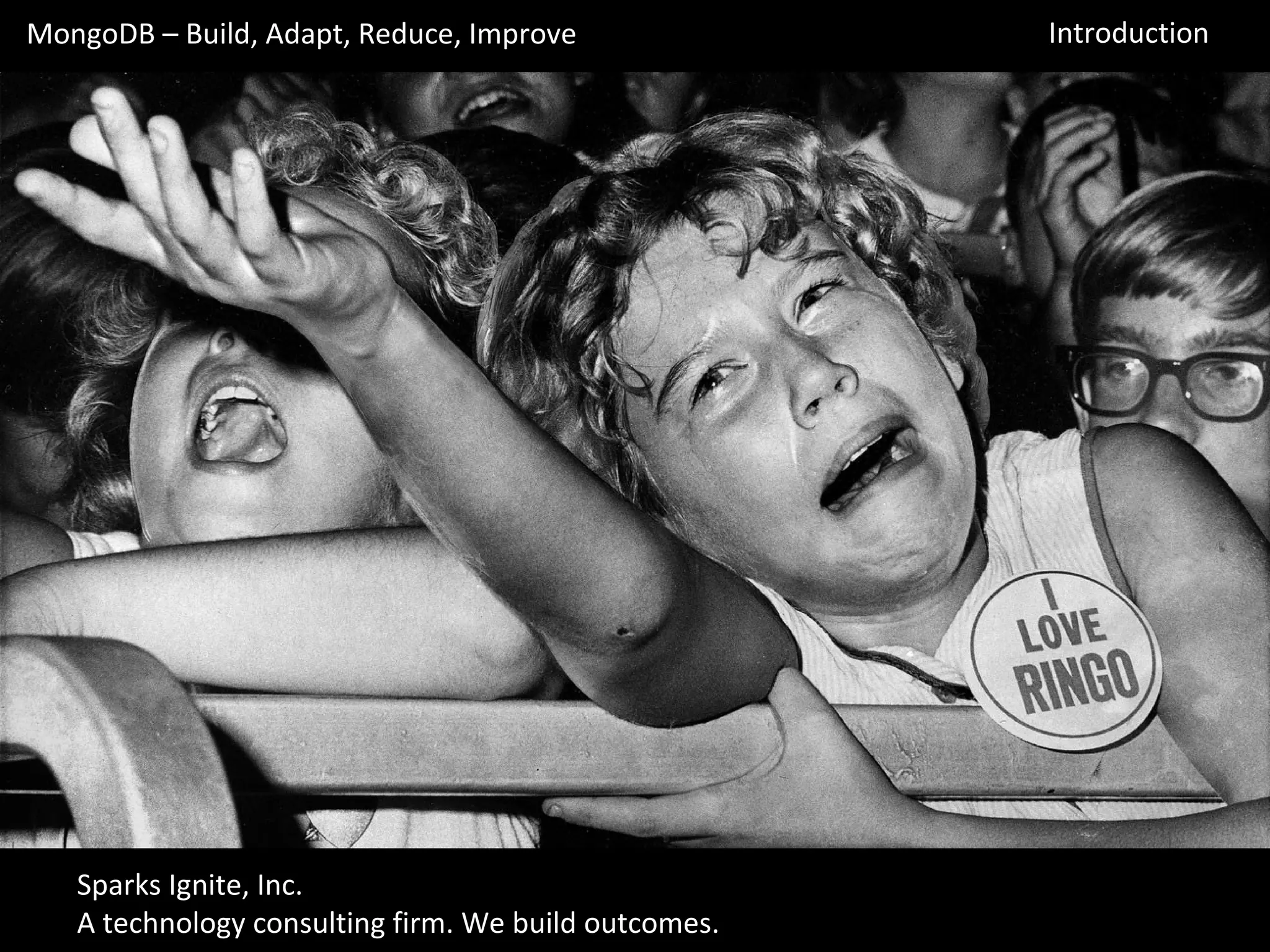 Sparks Ignite, Inc.
A technology consulting firm. We build outcomes.
MongoDB – Build, Adapt, Reduce, Improve Introduction
 