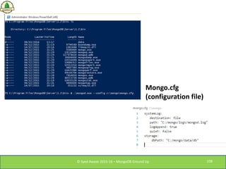 Mongo.cfg
(configuration file)
© Syed Awase 2015-16 – MongoDB Ground Up 108
 