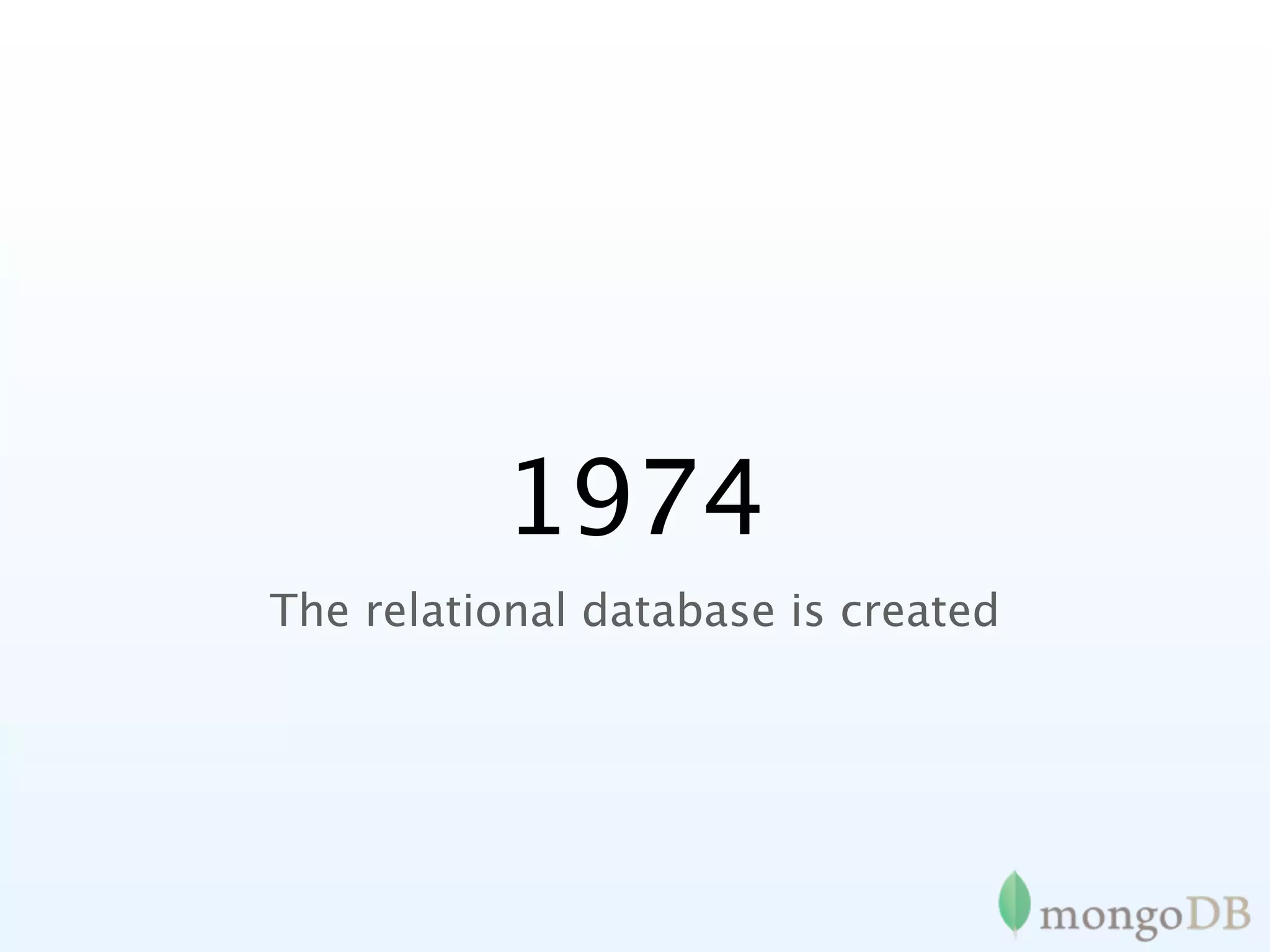 1974
The relational database is created
 