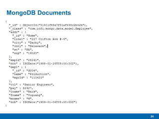 24
MongoDB Documents
 
