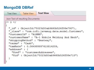 49
MongoDB DBRef
 