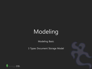 Modeling
Modeling Basic
3 Types Document Storage Model
 