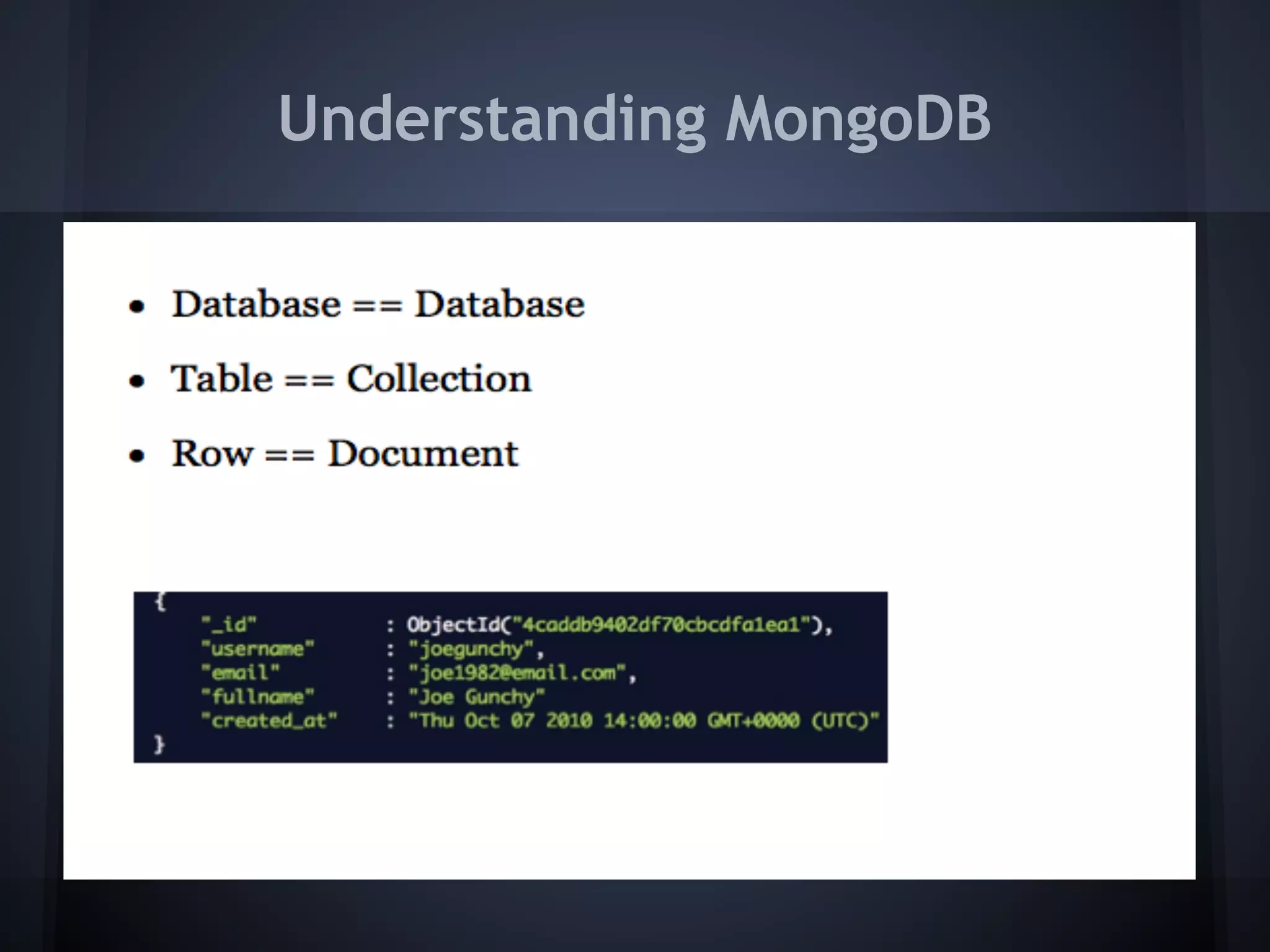 Understanding MongoDB
 