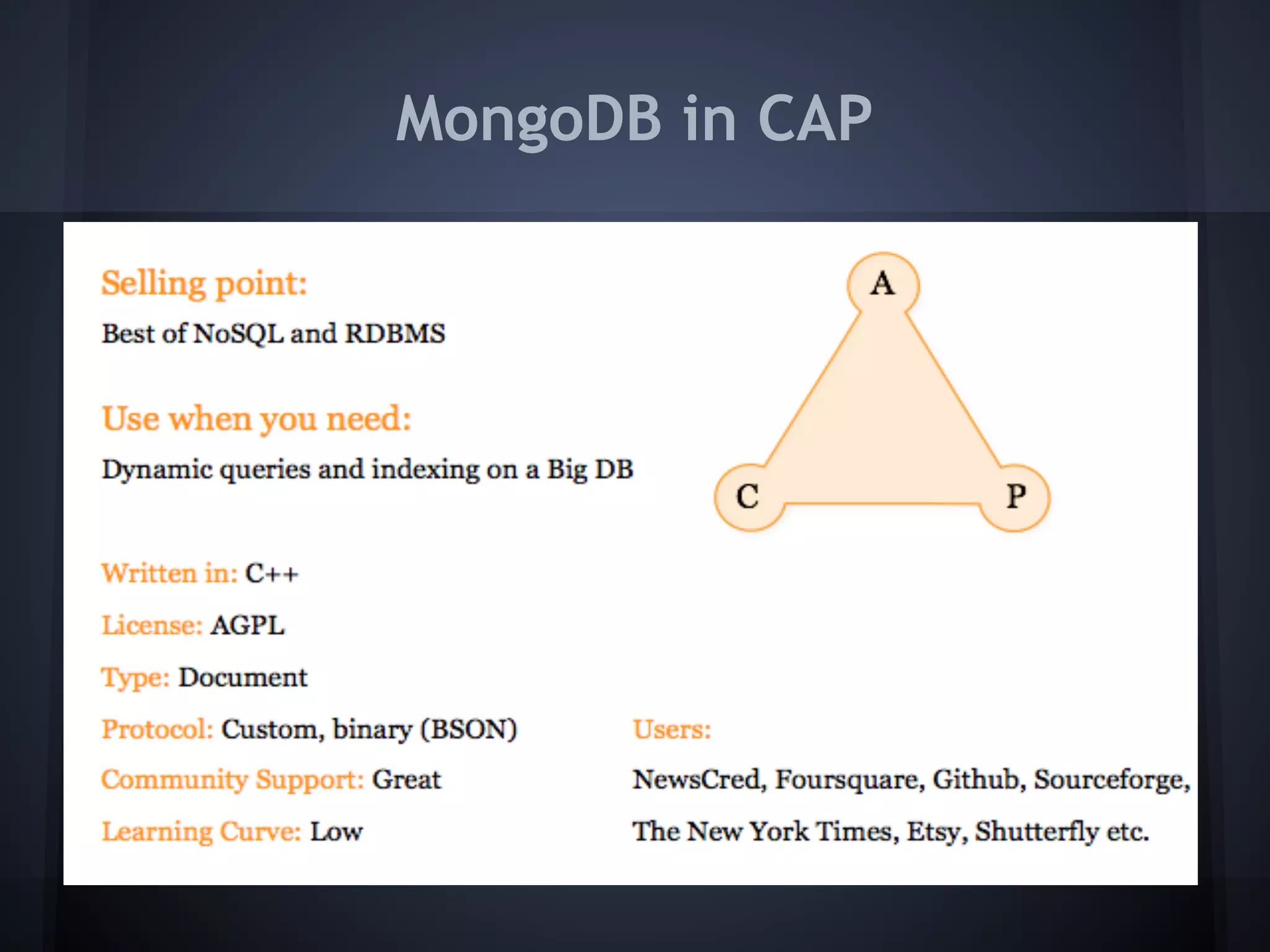 MongoDB in CAP
 