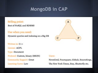 MongoDB in CAP
 