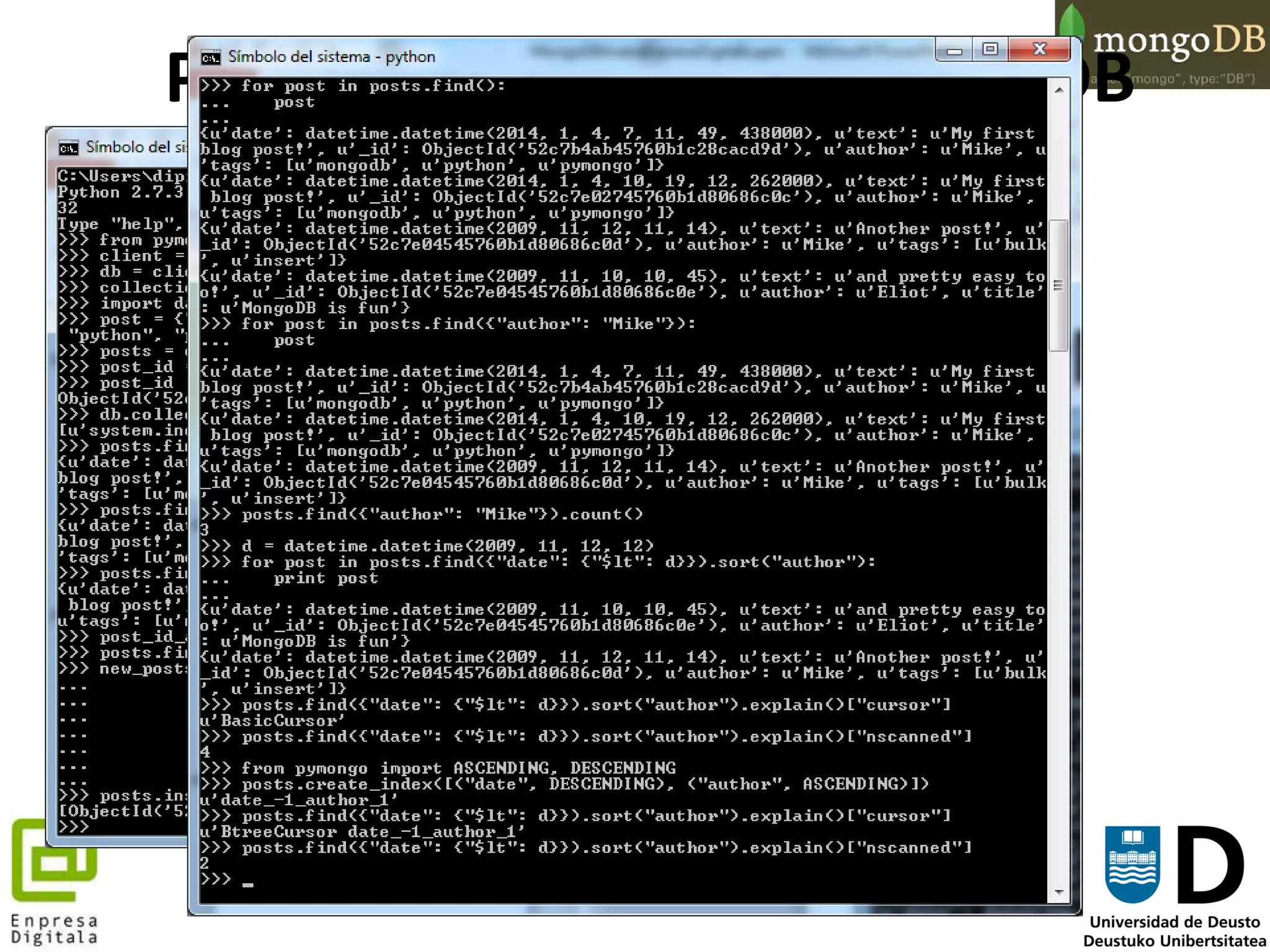 110
PyMongo: Python y MongoDB
 