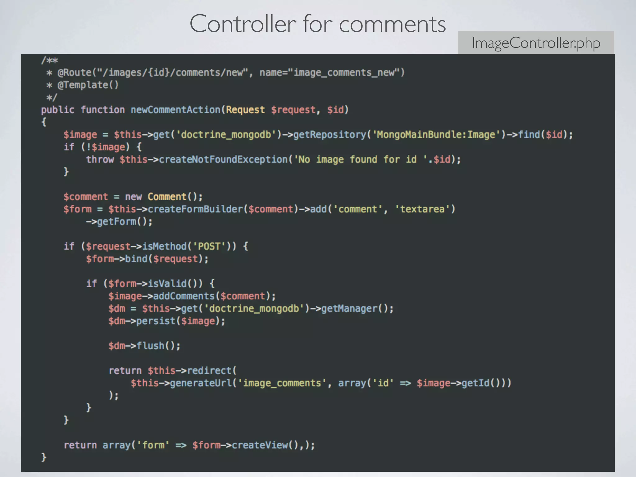 Controller for comments
                          ImageController.php
 