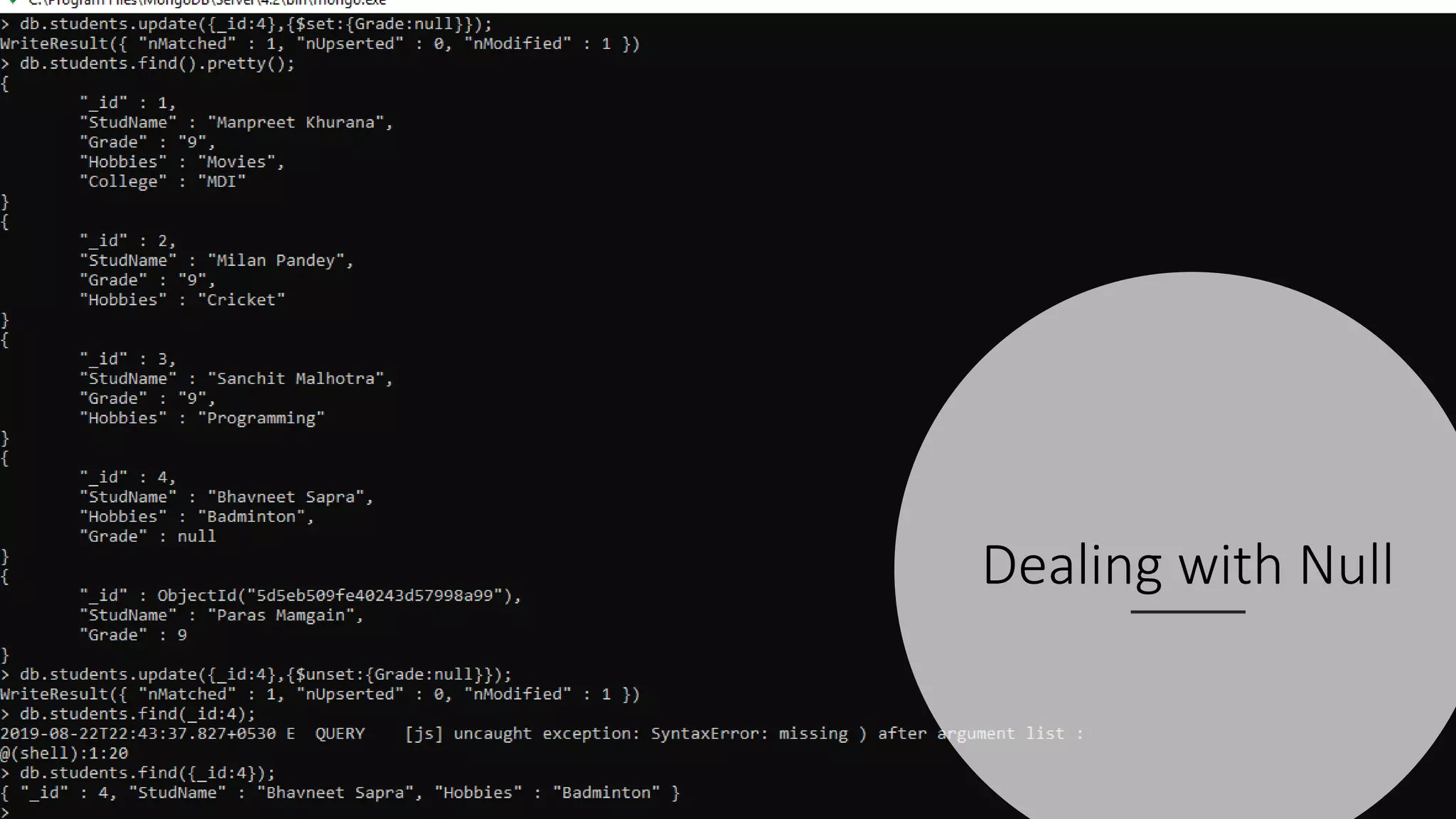 Dealing with Null
 