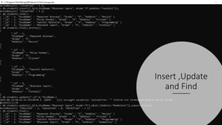 Insert ,Update
and Find
 