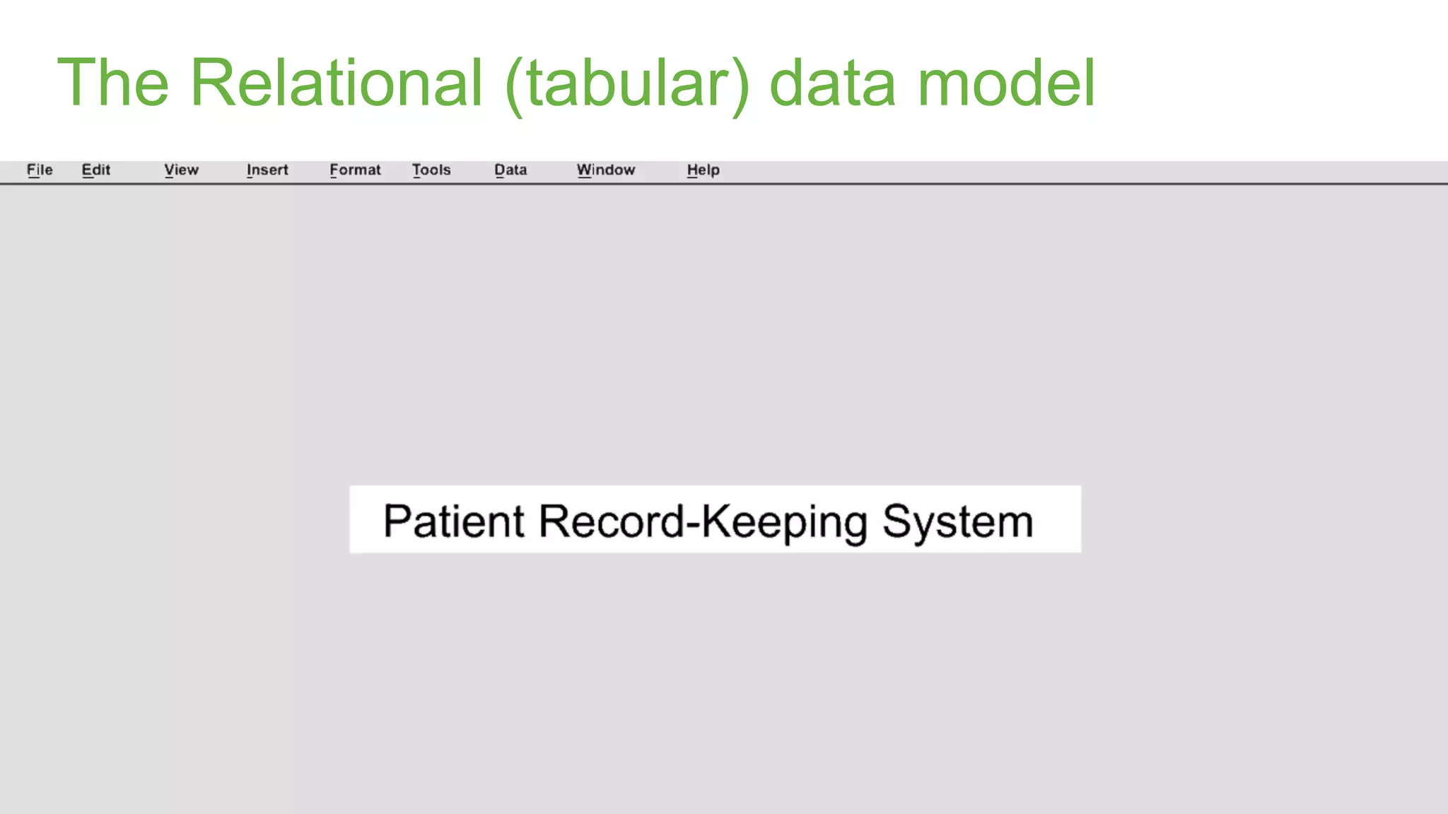 The Relational (tabular) data model
 