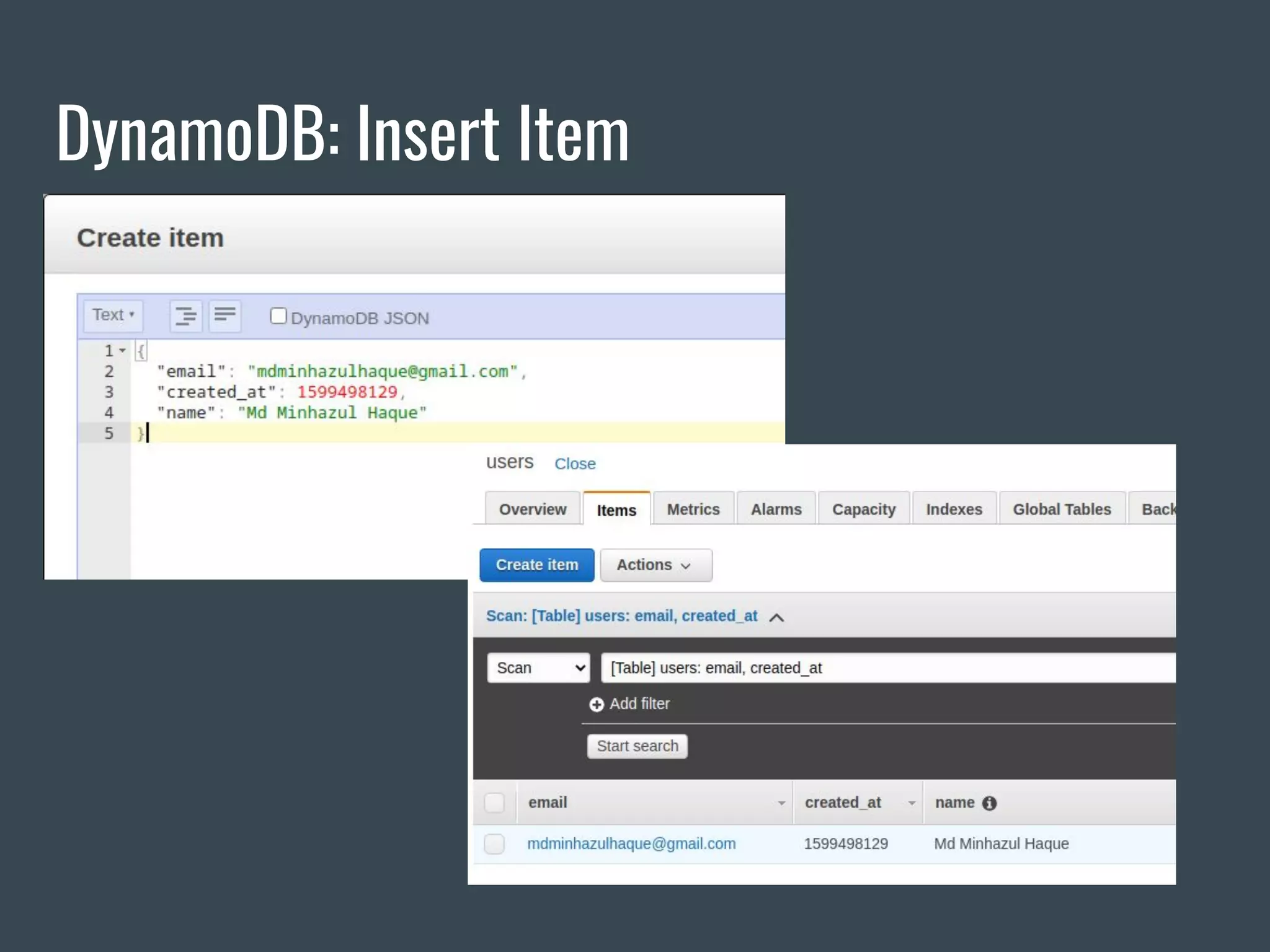 DynamoDB: Insert Item 