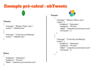 Exemple pré-calcul : nbTweets
Tweets
Users
Tweets
 