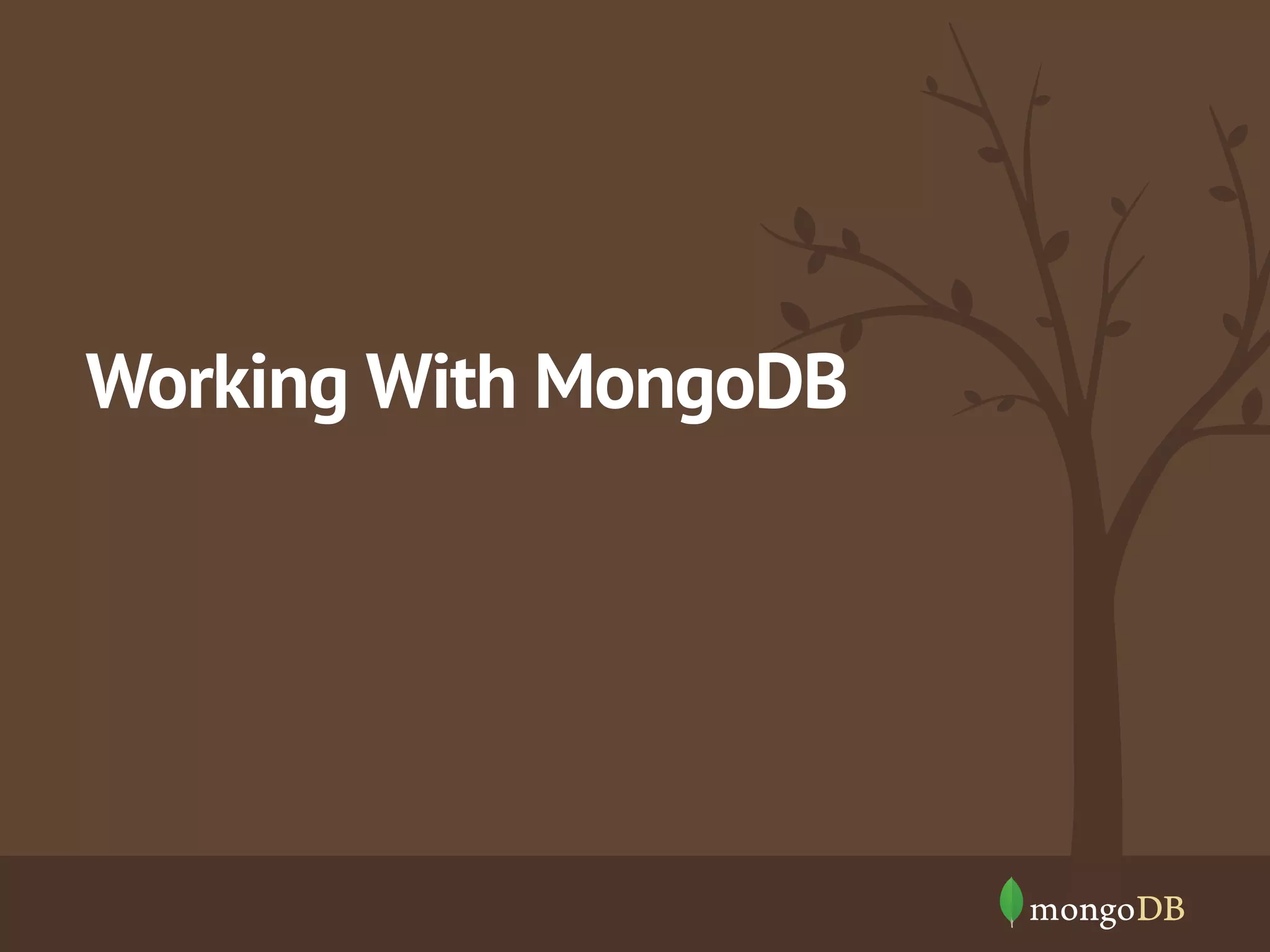 Working With MongoDB
 