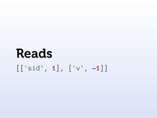 Reads
[['sid', 1], ['v', -1]]
 