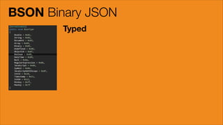 BSON Binary JSON
Typed

 