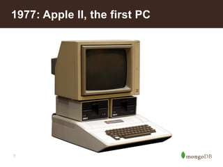 7
1977: Apple II, the first PC
 