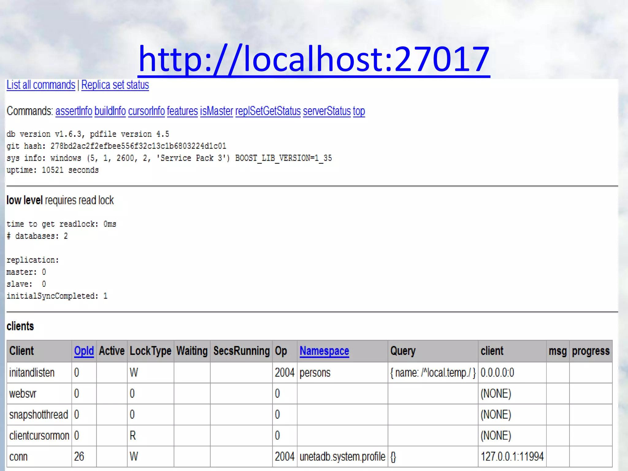 КомандыКоманды - специальные операции по работе с базой данных. Скидывание файлов на диск(flush)