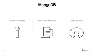 5
MongoDB
GENERAL PURPOSE DOCUMENT DATABASE OPEN-SOURCE
 