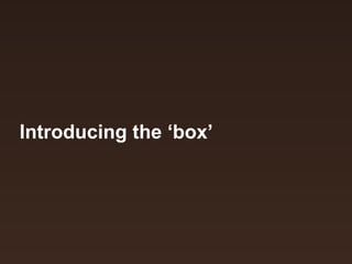 Introducing the ‘box’ 
 