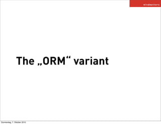 The „ORM“ variant




Donnerstag, 7. Oktober 2010
 