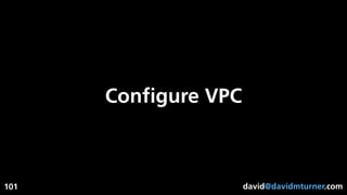 david@davidmturner.com
Conﬁgure VPC
101
 