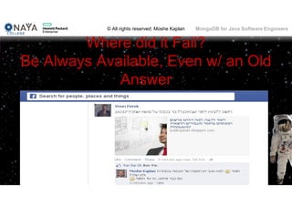 © All rights reserved: Moshe Kaplan© All rights reserved: Moshe Kaplan MongoDB for Java Software Engineers
Where did it Fail?
Be Always Available, Even w/ an Old
Answer
 