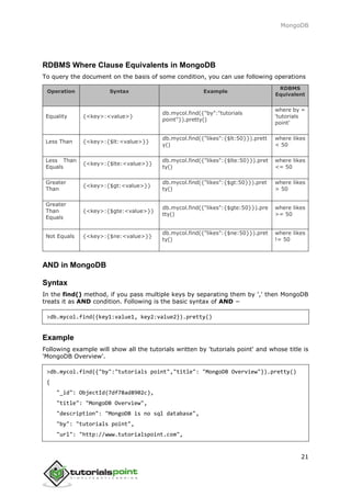 Mongodb tutorial | PDF