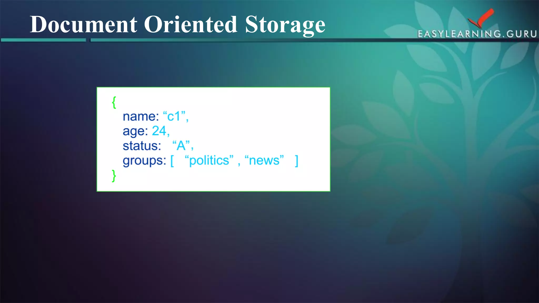 Document Oriented Storage  