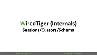 WiredTiger (Internals)
Sessions/Cursors/Schema
 