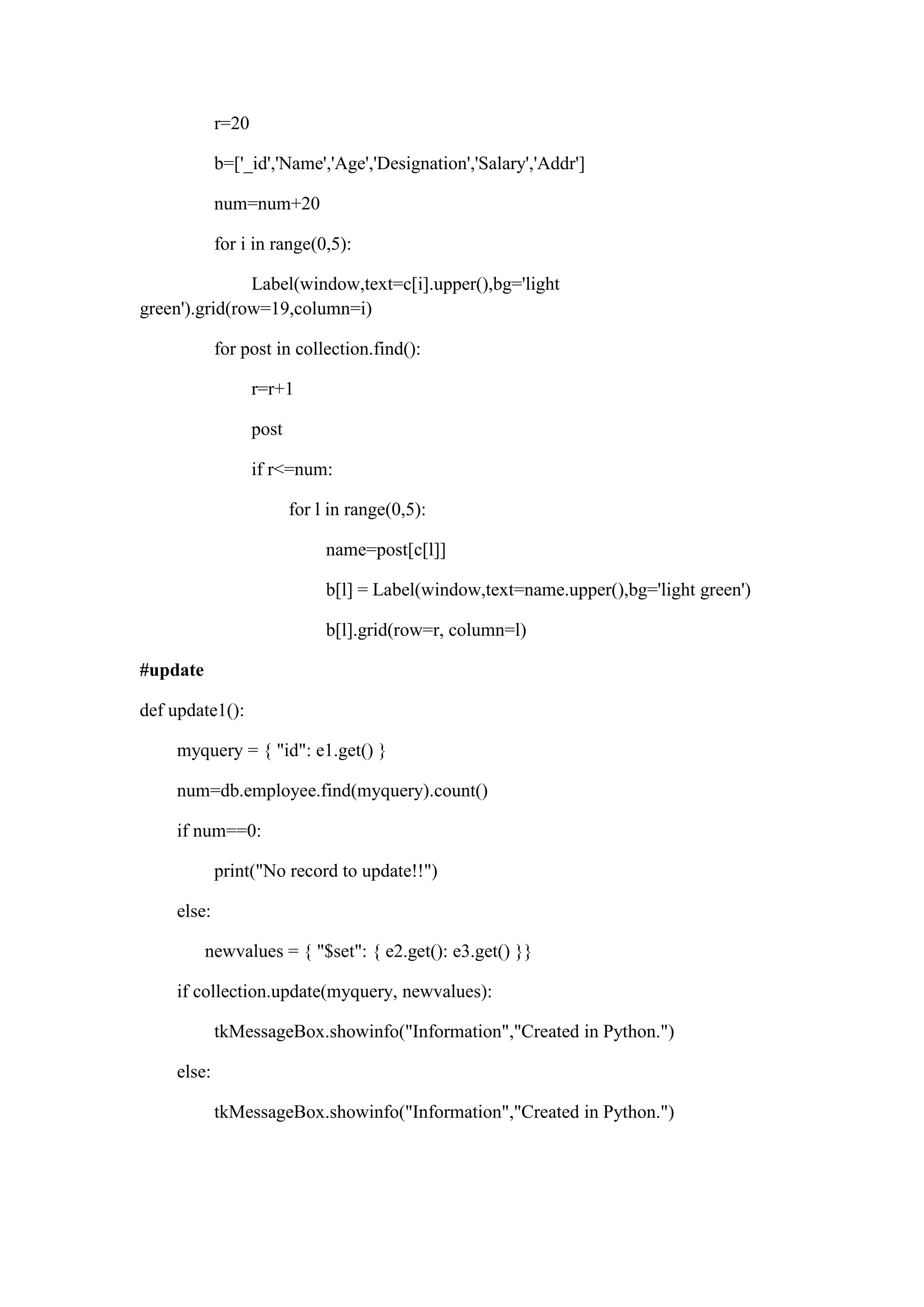 Mongo db with python crud operation | PDF