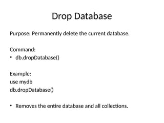 Working with Mongo Db, Create collection, Update and delete | PPTX