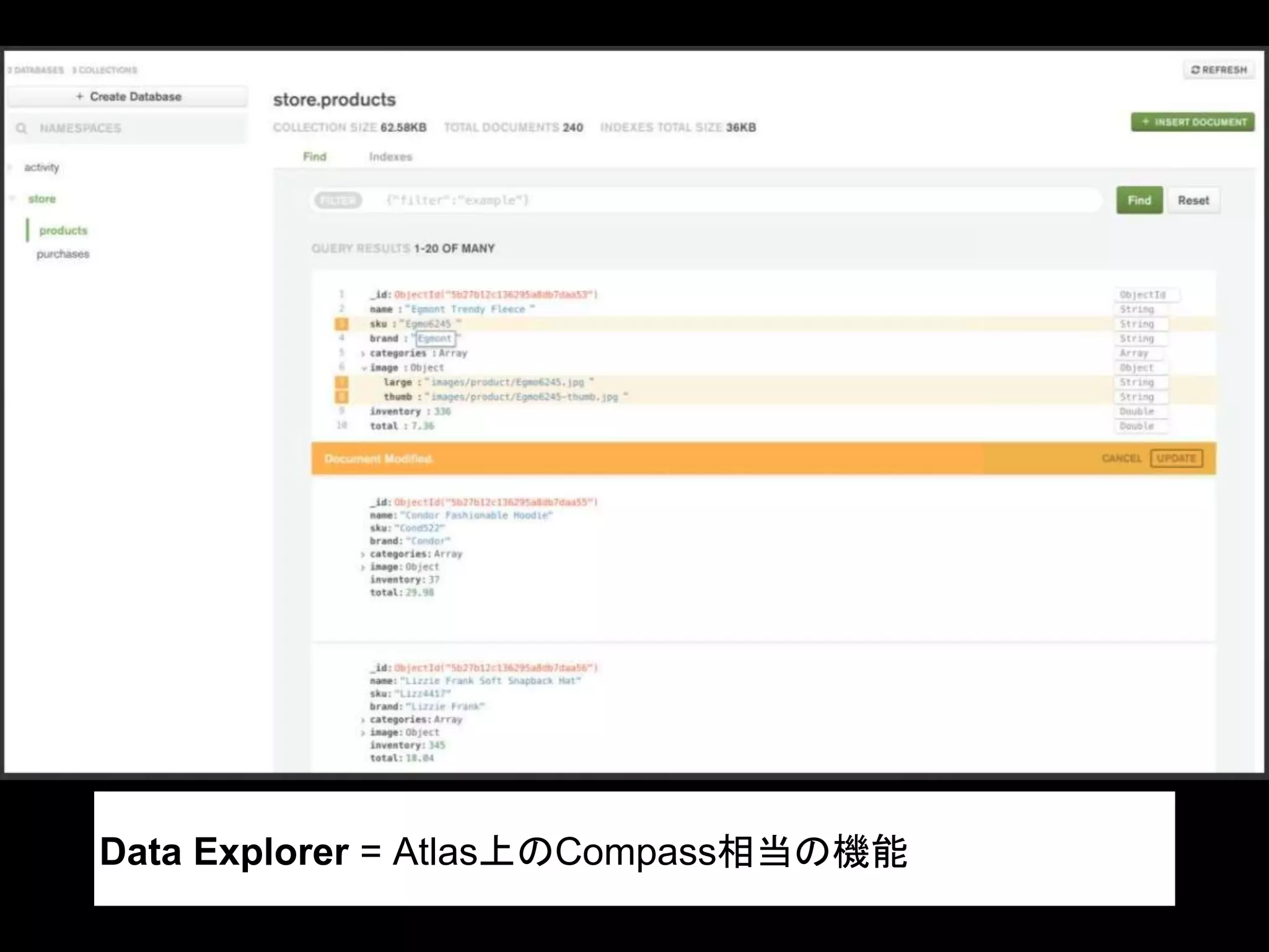 Data Explorer = Atlas上のCompass相当の機能
 