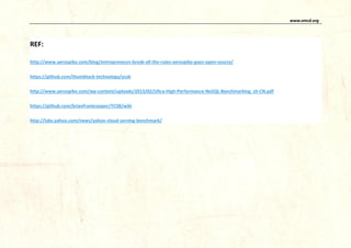 www.vmcd.org
REF:
http://www.aerospike.com/blog/entrepreneurs-break-all-the-rules-aerospike-goes-open-source/
https://github.com/thumbtack-technology/ycsb
http://www.aerospike.com/wp-content/uploads/2013/02/Ultra-High-Performance-NoSQL-Benchmarking_zh-CN.pdf
https://github.com/brianfrankcooper/YCSB/wiki
http://labs.yahoo.com/news/yahoo-cloud-serving-benchmark/
 