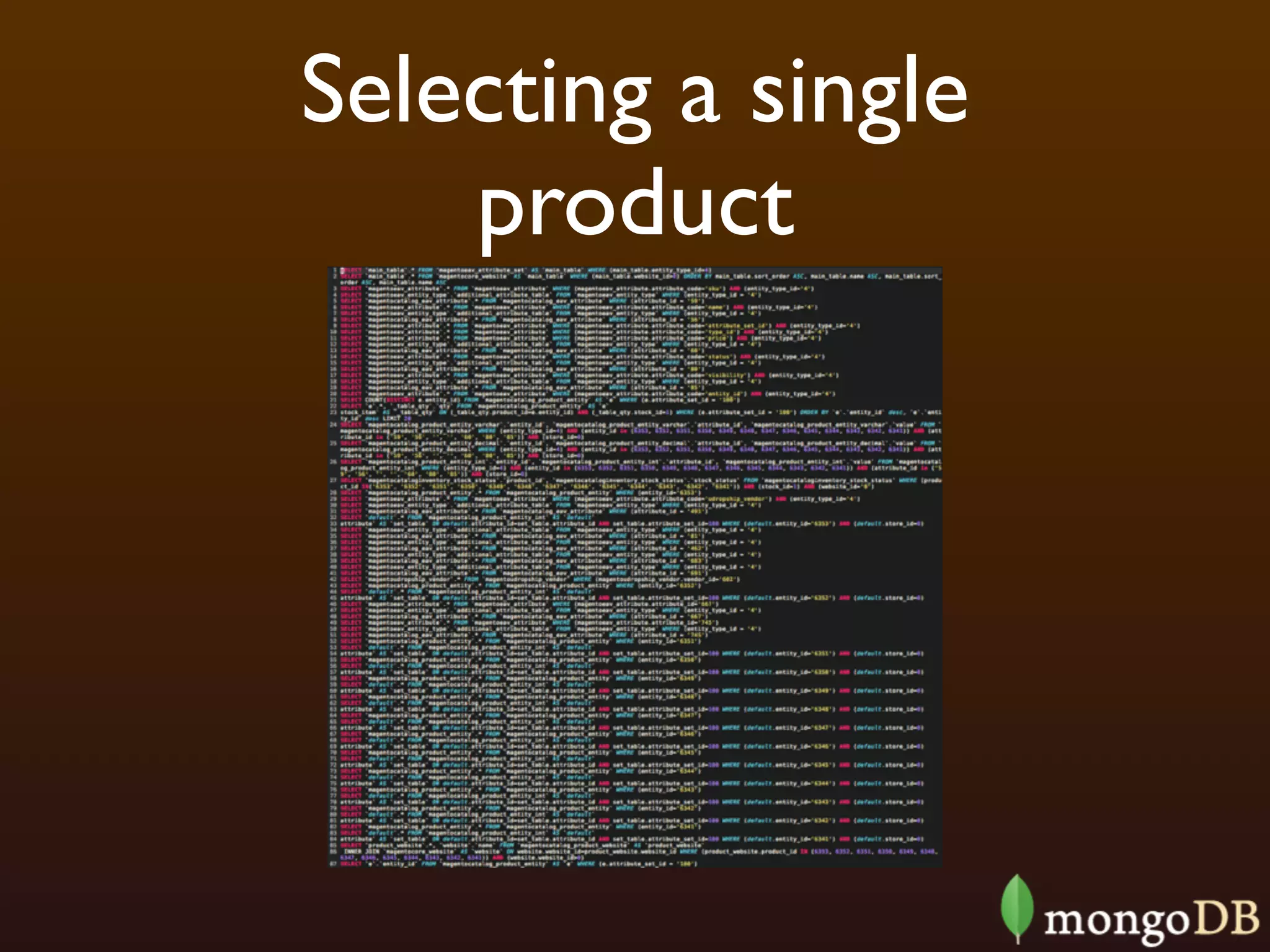 Selecting a single
    product
 