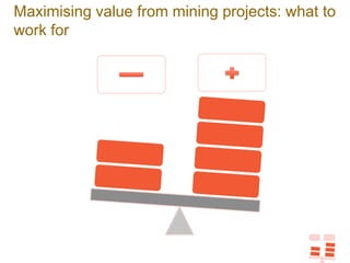 Maximising value from mining projects: what to
work for
 
