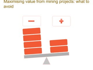 Maximising value from mining projects: what to
avoid
 
