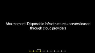 Aha moment! Disposable infrastructure = servers leased
through cloud providers
Week 3
 
