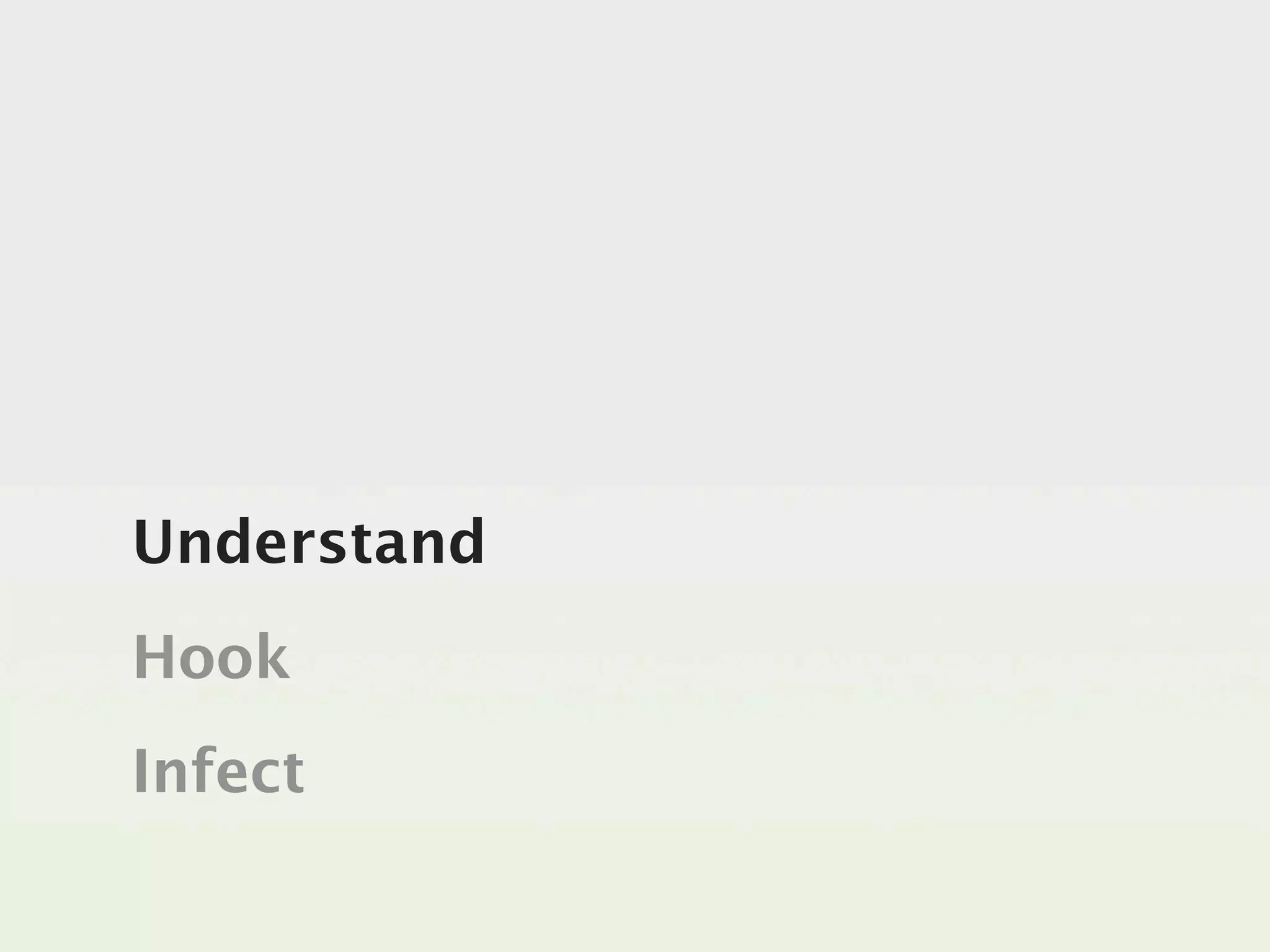 Understand
Hook
Infect
 