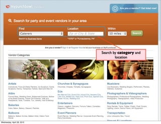 Search by category and
                                    location




Wednesday, April 28, 2010
 