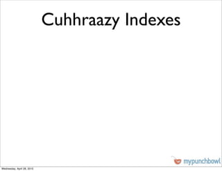 Cuhhraazy Indexes




Wednesday, April 28, 2010
 