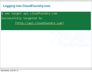 Actor -> Monica
                                                                    Verb -> Pinned(Bookmarked)
                                                                   Object -> Rosa Parks’ Bio Page
                                                                   Target -> Female Leaders Board
                                                                        Source -> Pinterest
                                                                    Published -> MLK Day 2012




                         © 2012 VMware, Inc. All rights reserved

Wednesday, June 20, 12
 
